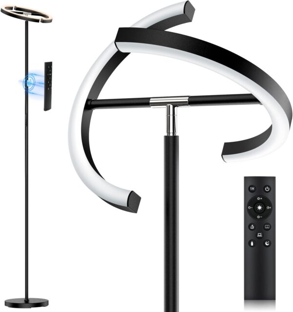 Floor Lamps for Living Room,SIBRILLE Modern Stepless Dimmable Standing Lamp 3000-6000K,20W LED Rotatable Reading Light,Touch&Remote Control Uplighter Floor Lamp for Living Room Bedroom Office