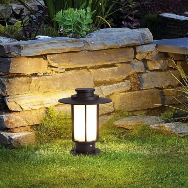 LED Courtyard Lighting Fixture Outdoor Post Lantern, Exterior Post Light Fixture with Glass Gate Light Column Headlight Courtyard Lamp