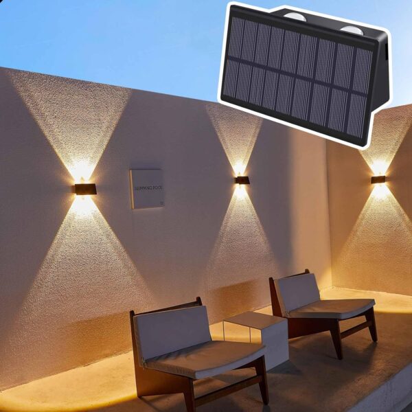 2 Pack Solar Wall Lights Outdoor Waterproof Led Up and Down Wall Lights,Solar Outdoor Lights Wall Sconce Exterior Lighting for Wall Garage Porch Stairs