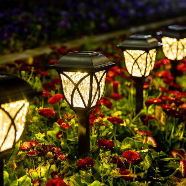 Outdoor Solar Lights, 6 Pack LED Solar Garden Lights Waterproof, Decorative Solar Lights for Outside, Yard, Patio, Landscape, Walkway (Warm White)